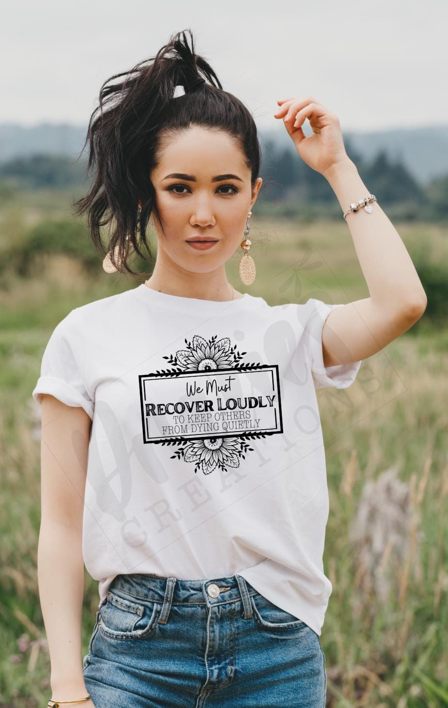 T-shirt |We must recover loudly to keep others from dying quietly floral | overdose awareness | sobriety | Healing | live |proud