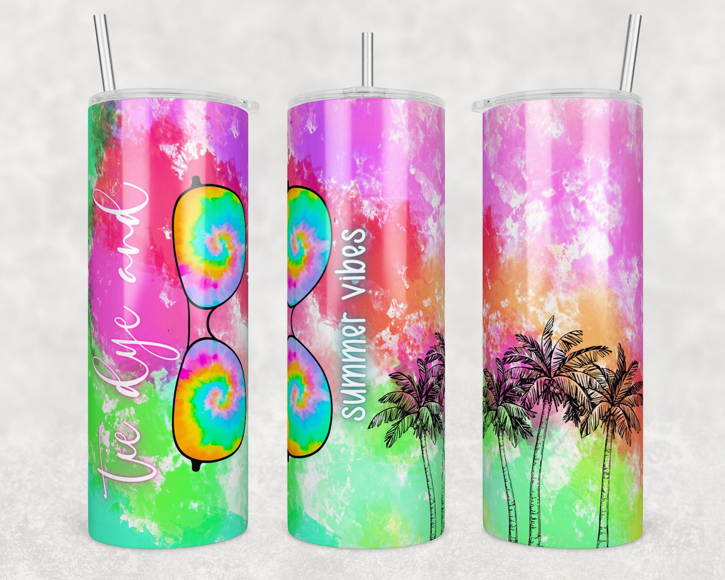Tumbler | Tie dye and Summer Vibes glasses  | my happy place |HOT mom summer | Sarcasm | beach| ocean | Gift | BFF | Profanity| funny|