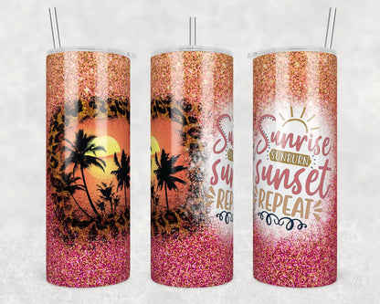Tumbler |Sunrise Sunburn Sunset Repeat 2| my happy place |HOT mom summer | Sarcasm | beach| ocean | Gift | BFF | Profanity| funny|