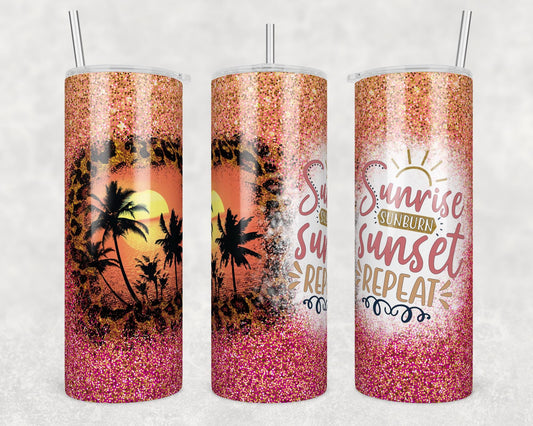 Tumbler |Sunrise Sunburn Sunset Repeat 2| my happy place |HOT mom summer | Sarcasm | beach| ocean | Gift | BFF | Profanity| funny|