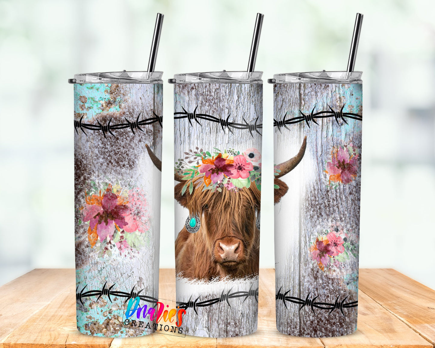 Tumbler | Highland Cow barb wire| Hot Mess| Sarcasm | MOM | Gift | BFF | funny| Beautiful colors |beautiful cow other tumbler