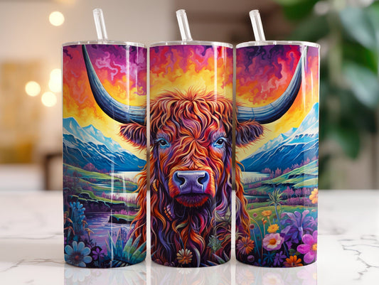 Tumbler | Highland Cow  | highland cows 53 | farm animals | cuteness | artful |cosmic cow