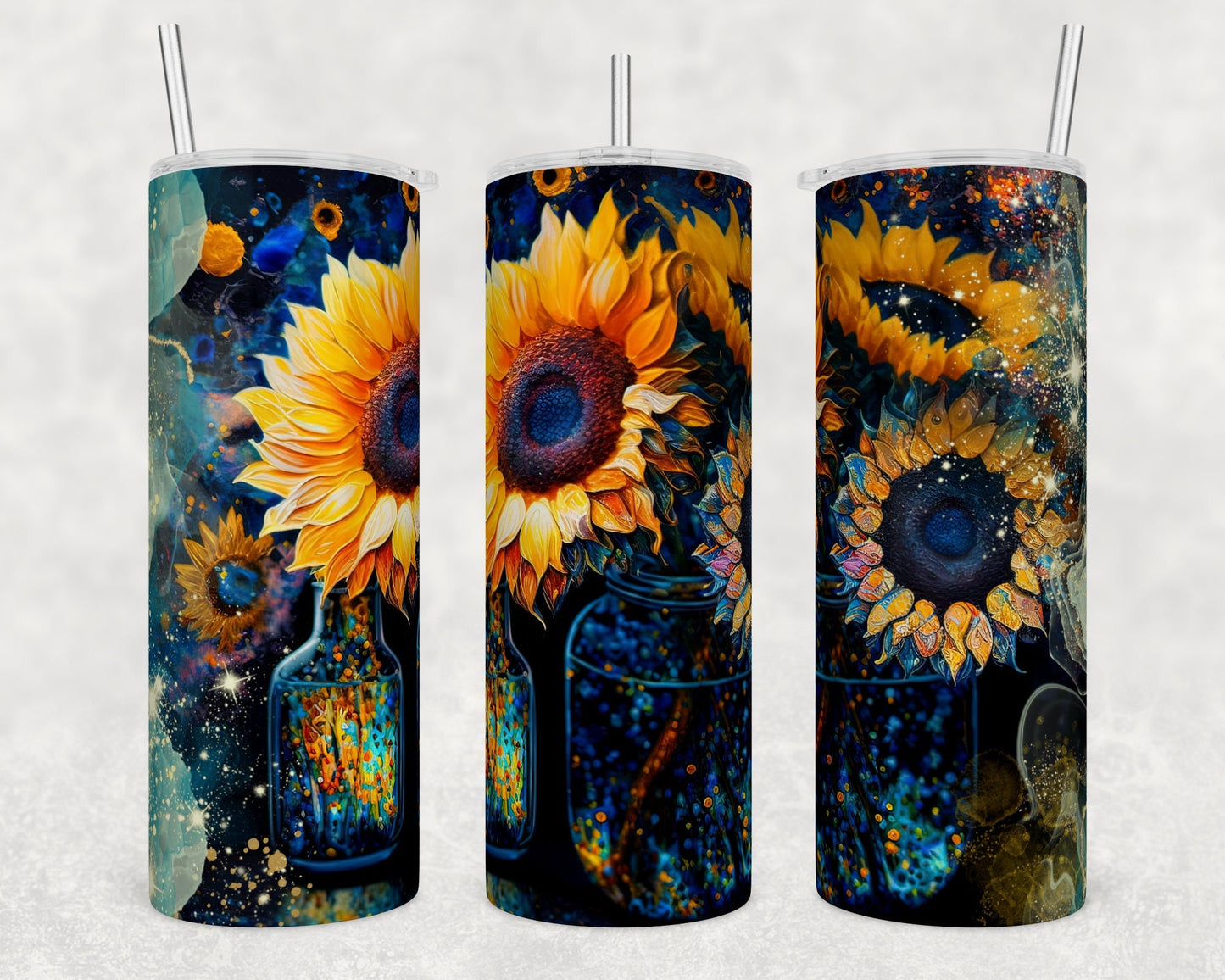 Tumbler | Sunflowers 2 Alcohol ink| Hot Mess| Sarcasm | MOM | Gift | BFF | funny|