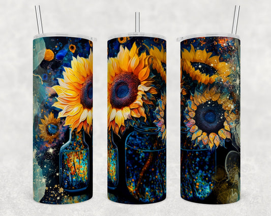 Tumbler | Sunflowers 2 Alcohol ink| Hot Mess| Sarcasm | MOM | Gift | BFF | funny|