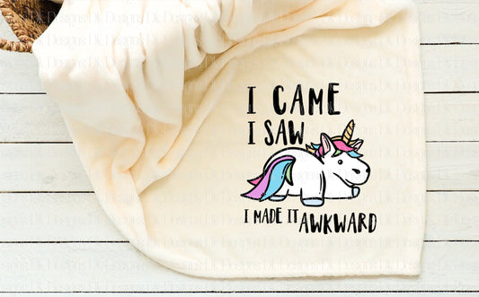 Blanket | I came I saw I made it awkward, Unicorn, BFF's gift, Farmhouse, bohemian, free spirit, Great GIFT