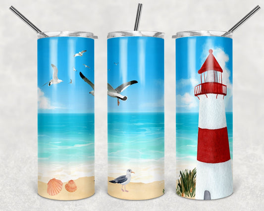 Tumbler | Light house (can be personalized) | my happy place |HOT mom summer | Sarcasm | beach| ocean | Gift | BFF | funny|