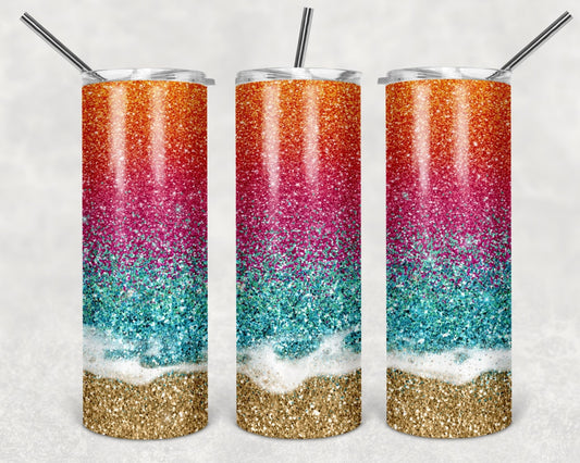 Tumbler | Glitter Beach (can be personalized) | my happy place |HOT mom summer | Sarcasm | beach| ocean | Gift | BFF | funny|