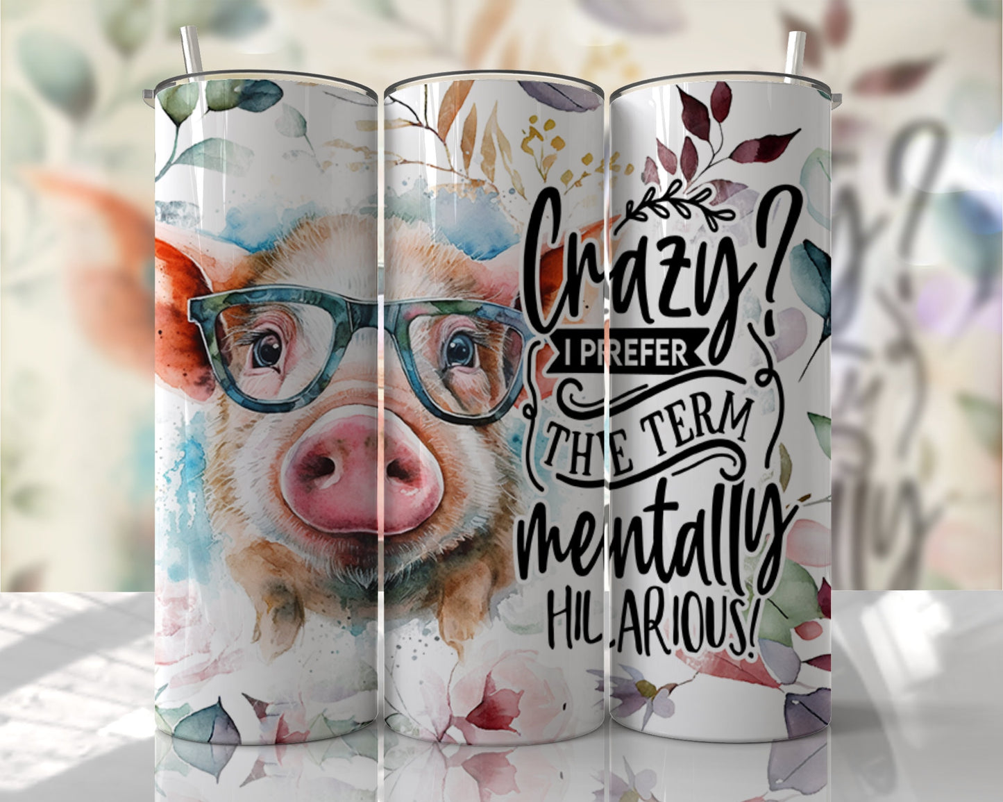 Tumbler | Crazy hilarious| Crazy I prefer the term Mentally hilarious| Gift | pigs| America| OSFA |Great Gift- Ladies-Cows| Men