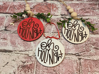 Ornament| Wood Oh holy night engraved ornaments |  gift | Friend gift |  | Merry Christmas!| handmade limited selection