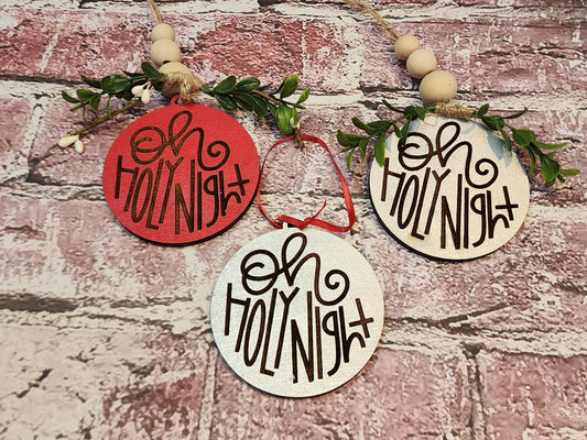 Ornament| Wood Oh holy night engraved ornaments |  gift | Friend gift |  | Merry Christmas!| handmade limited selection