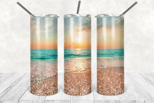Tumbler | Sunset | my happy place | beach| ocean | Gift | BFF| other