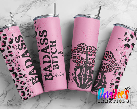 Tumbler |Badass BITCH energy pink | Sarcasm | Crime| Bestie | Gift | BFF | Profanity| funny| badasspinketsy