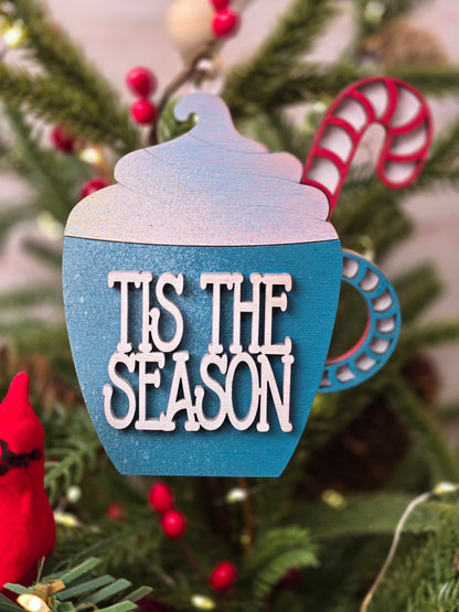 Ornament - Tis the season OR1002-25 - Hand Painted Christmas Ornament