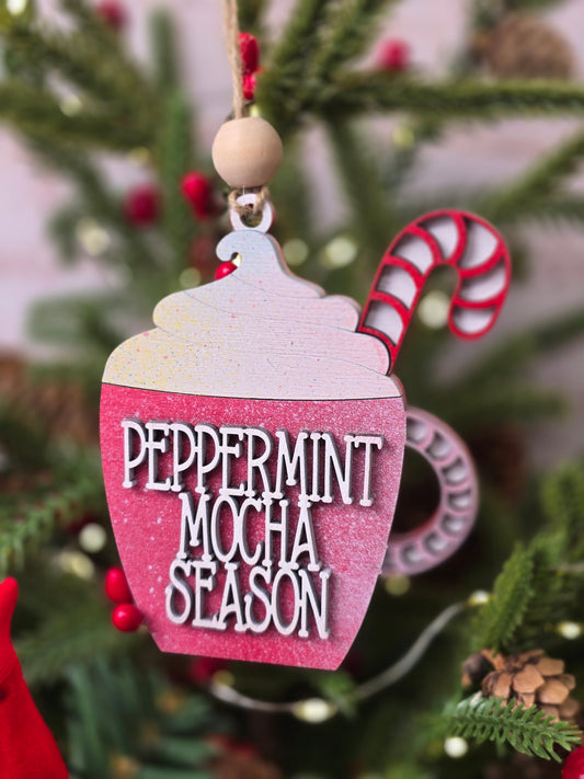 Ornament - Peppermint Mocha season OR1003-25 - Hand Painted Christmas Ornament