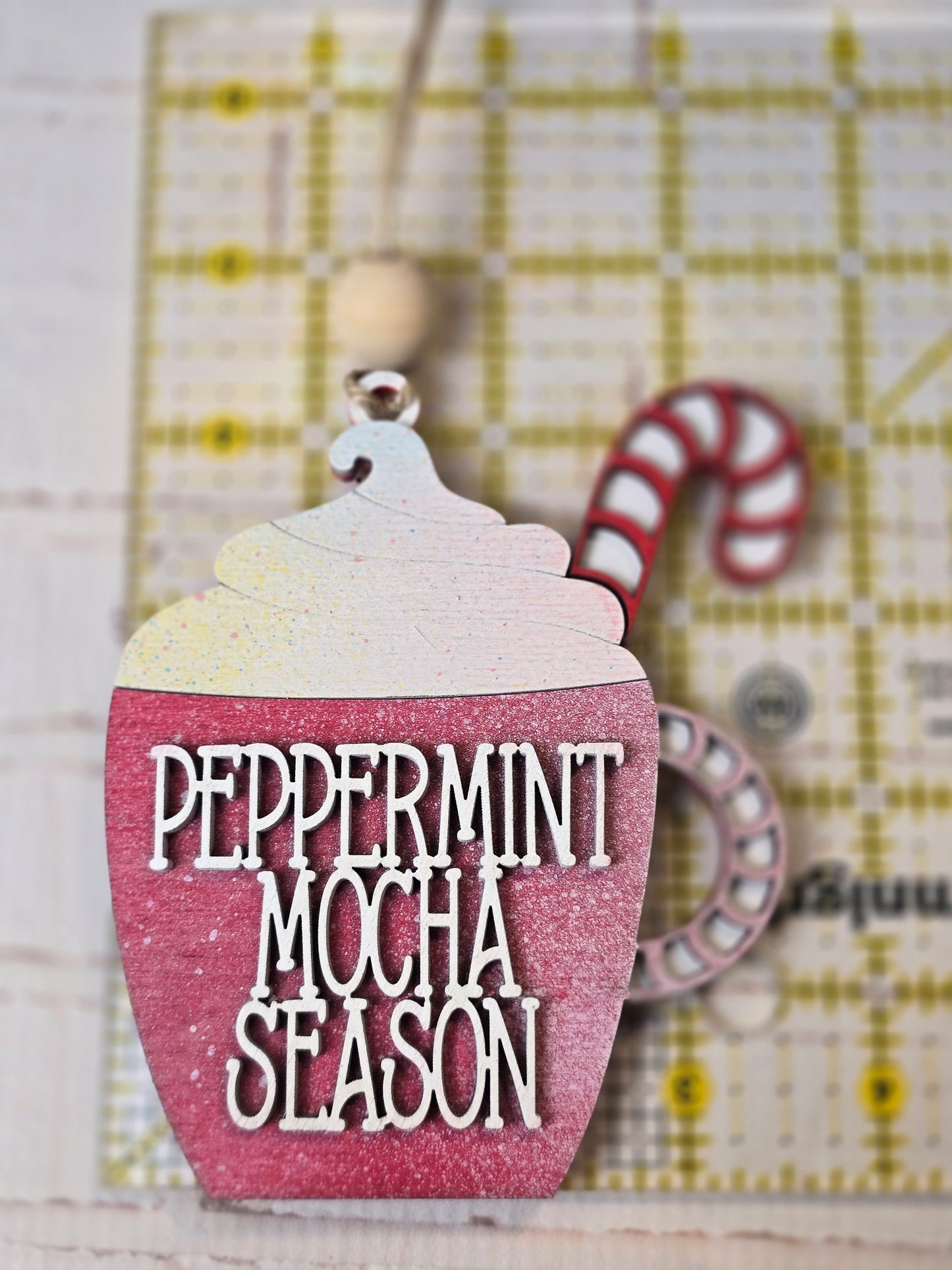 Ornament - Peppermint Mocha season OR1003-25 - Hand Painted Christmas Ornament