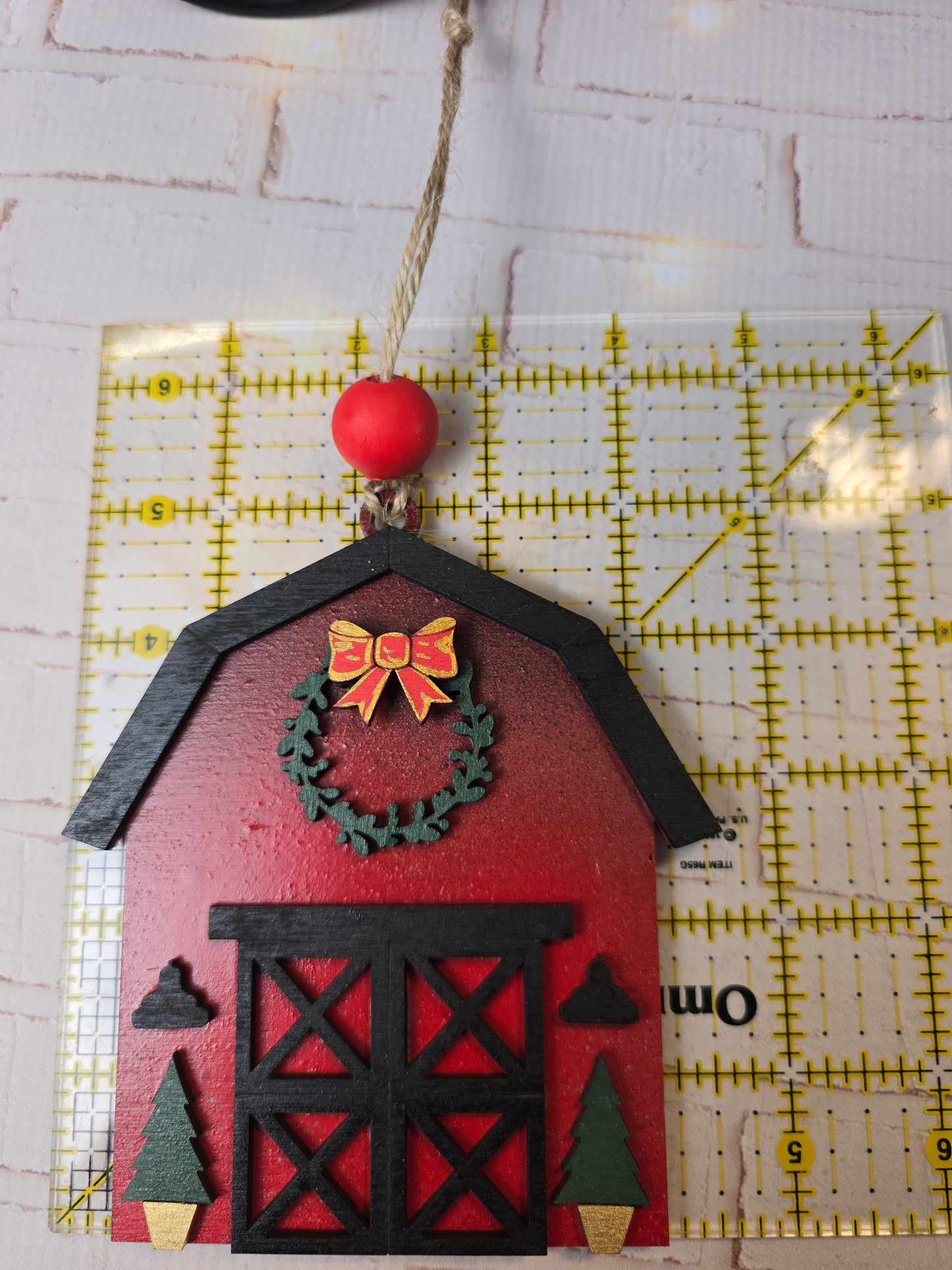 Ornament - Farmhouse Barn  OR1006-25 - Hand Painted Christmas Ornament