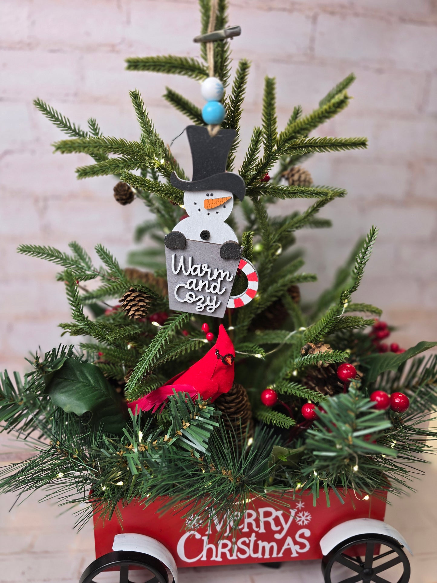 Ornament - Warm and Cozy Snowman OR1013-25 - Hand Painted Christmas Ornament