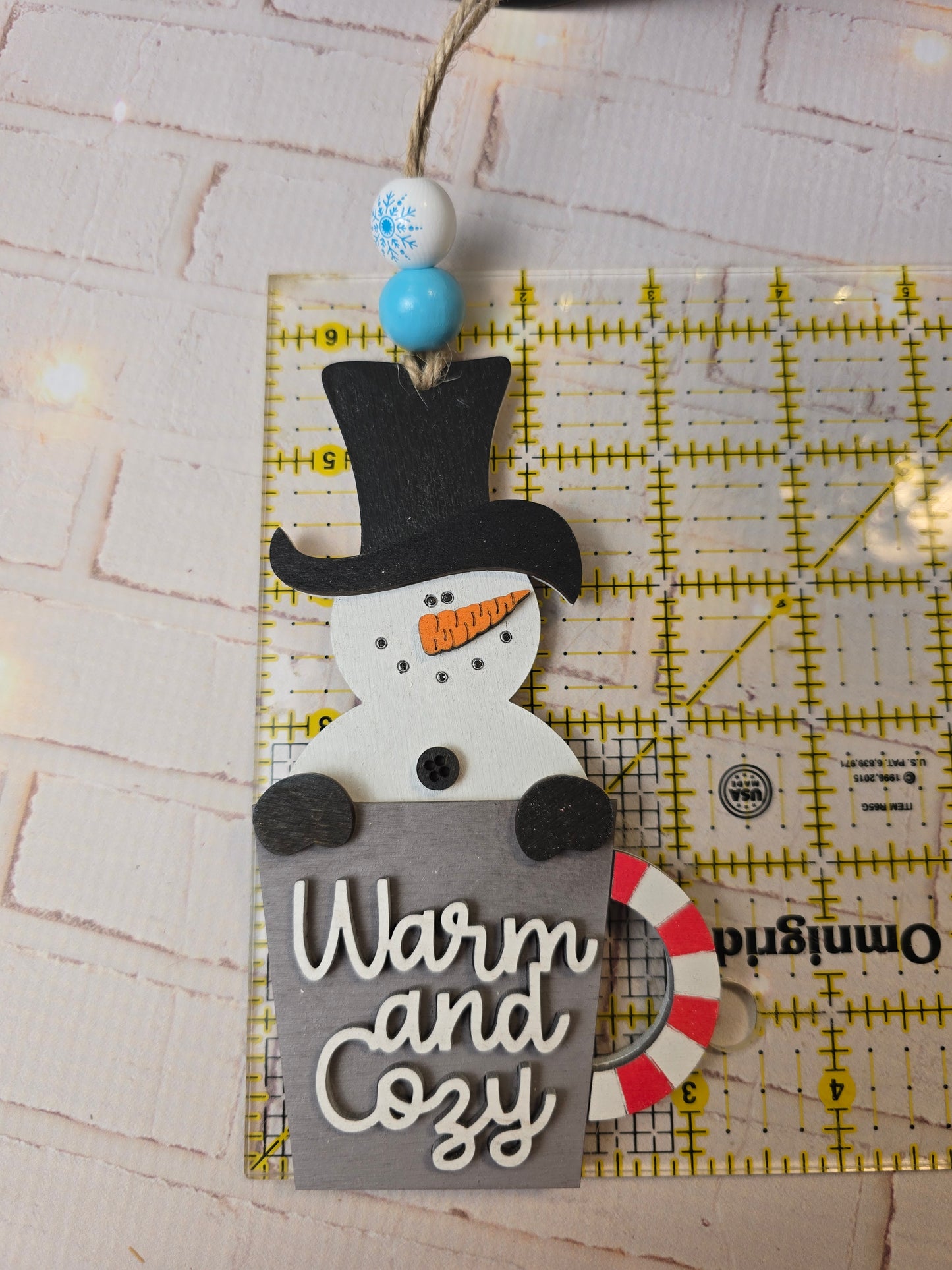 Ornament - Warm and Cozy Snowman OR1013-25 - Hand Painted Christmas Ornament