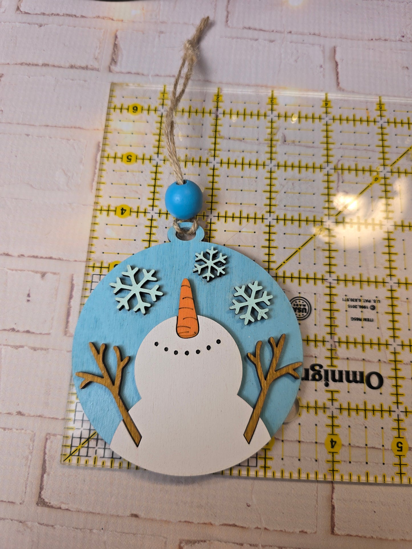 Ornament -  snowflakes and snowman OR1017-25 - Hand Painted Christmas Ornament