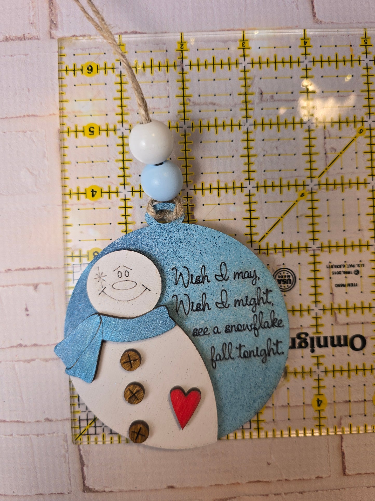 Ornament -  Wish I may Wish I might see a snowflake fall tonight OR1023-25 - Hand Painted Christmas Ornament