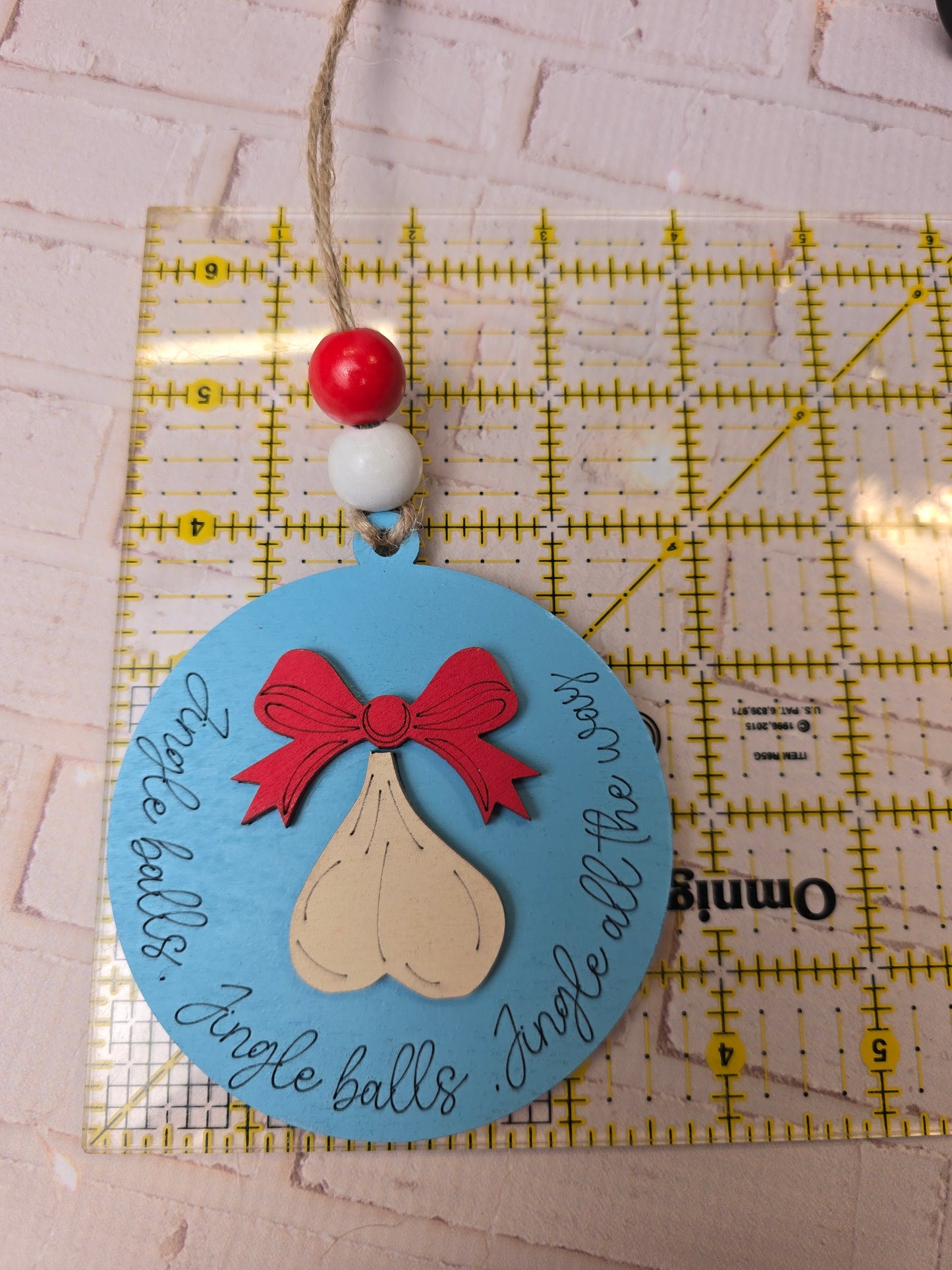 Ornament -  Jingle Balls, Jingle Balls Jingle all the way OR1024-25 - Hand Painted Christmas Ornament NSFW