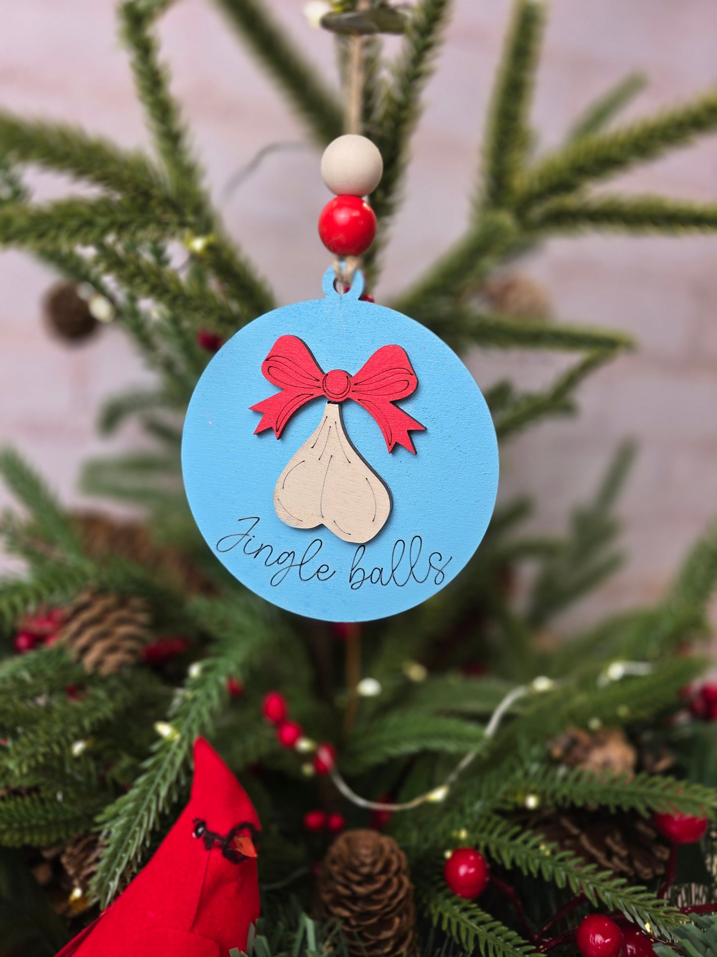 Ornament -  Jingle Balls  OR1025-25 - Hand Painted Christmas Ornament NSFW