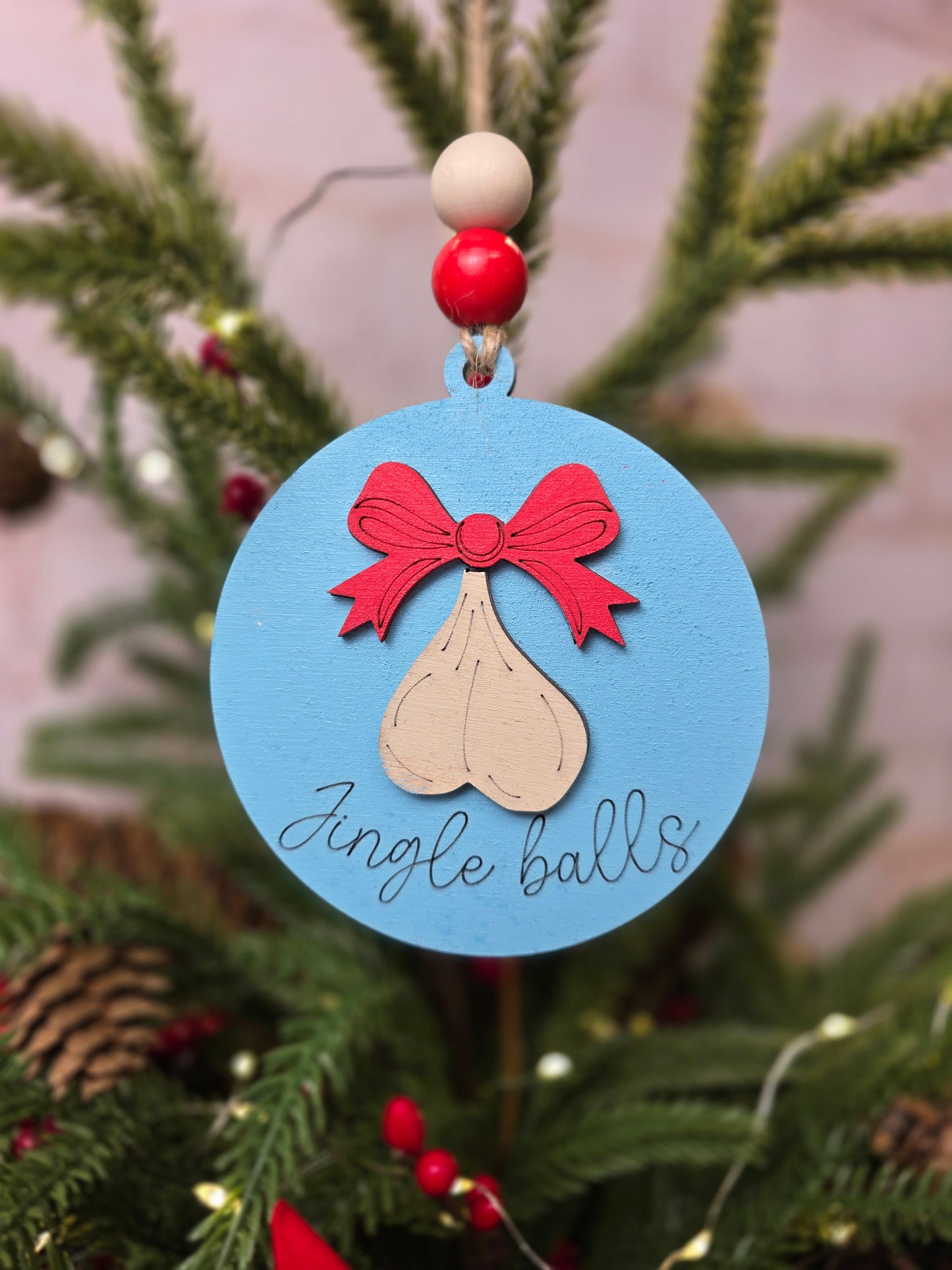 Ornament -  Jingle Balls  OR1025-25 - Hand Painted Christmas Ornament NSFW