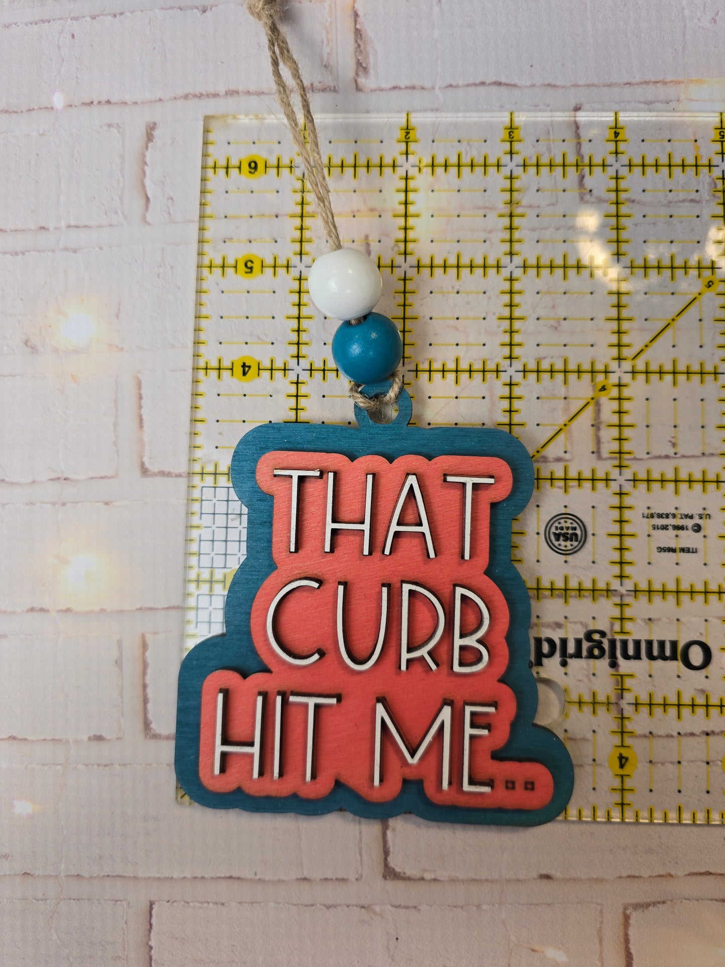 Ornament -  That curb hit me  OR1027-25 - Hand Painted Christmas Ornament