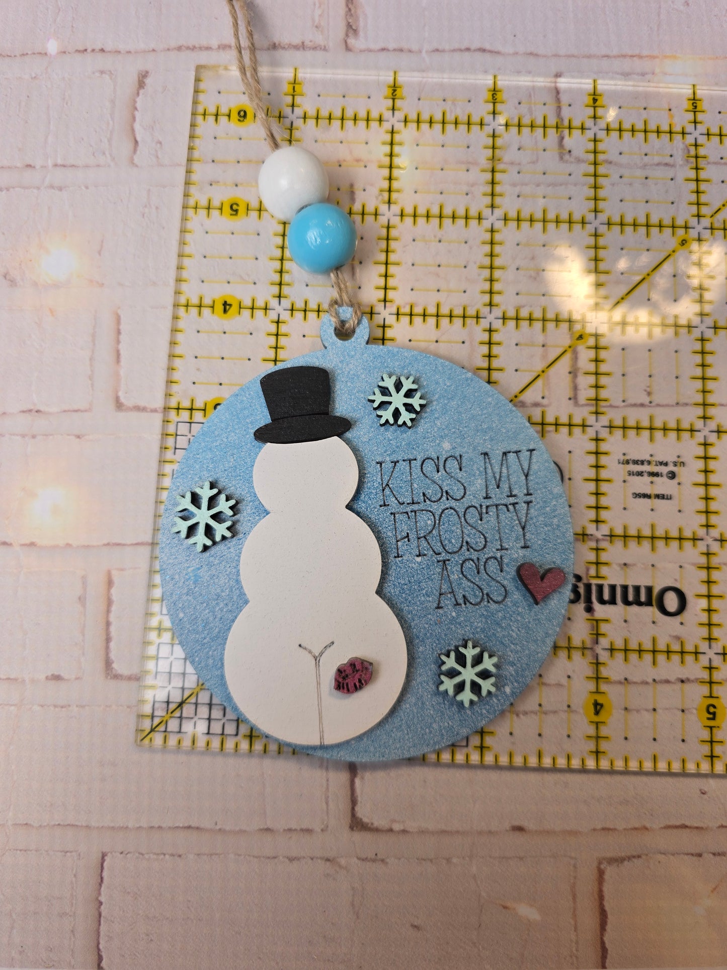 Ornament - Kiss my frosty Ass  OR1028-25 - Hand Painted Christmas Ornament