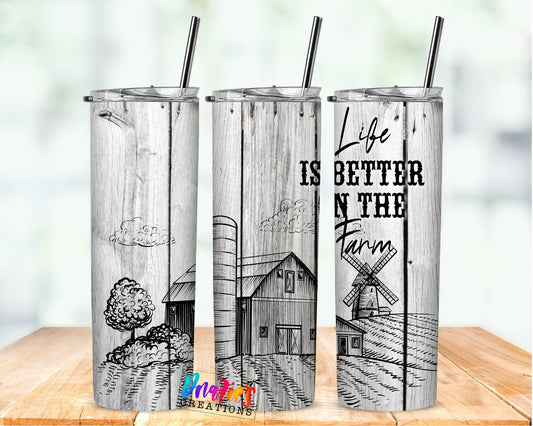 Tumbler | farm life2 | life is better on the Farm| support your local farmer | Gift| OSFA |Great Gift- Ladies-Cows| Men