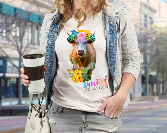 T-shirt |Here comes the flower COW| Chicken |COW| summer |Flowers| NSFW