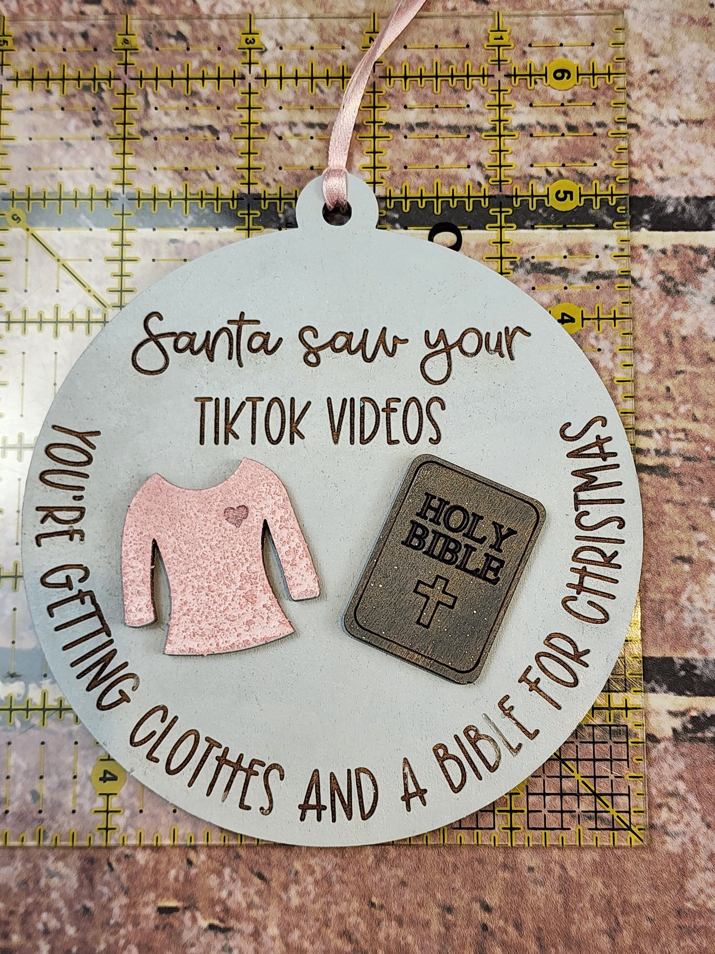 Ornament| Santa saw your TikTok videos your getting clothes and a bible|  gift | Friend gift | friends