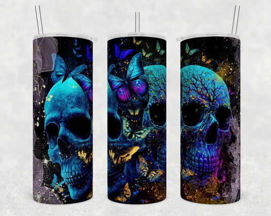 Tumbler | Skulls and Butterflys Alcohol ink| Hot Mess| Sarcasm | MOM | Gift | BFF | funny| Beautiful colors