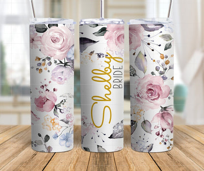 Bridal Tumbler | Floral EM1 tumbler, | Bachelorette party