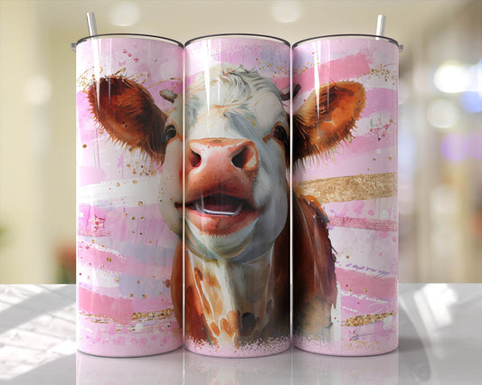 Tumbler | Funny pink cow| Gift | Cows| America| OSFA |Great Gift- Ladies-Cows| Men