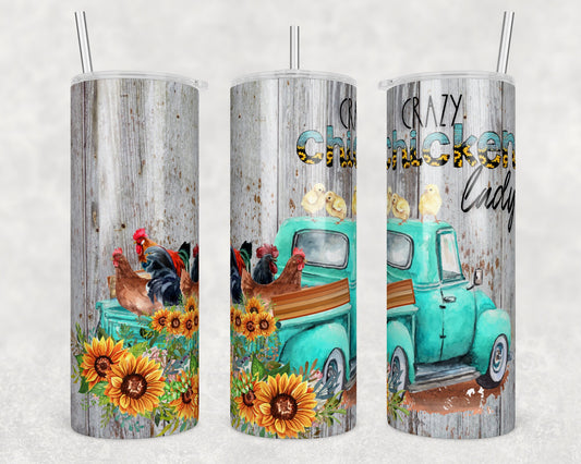 Tumbler | CRAZY | crazy Chicken lady | animal print  | Gift | Sarcasm| OSFA |Great Gift- Ladies-Cows| Men