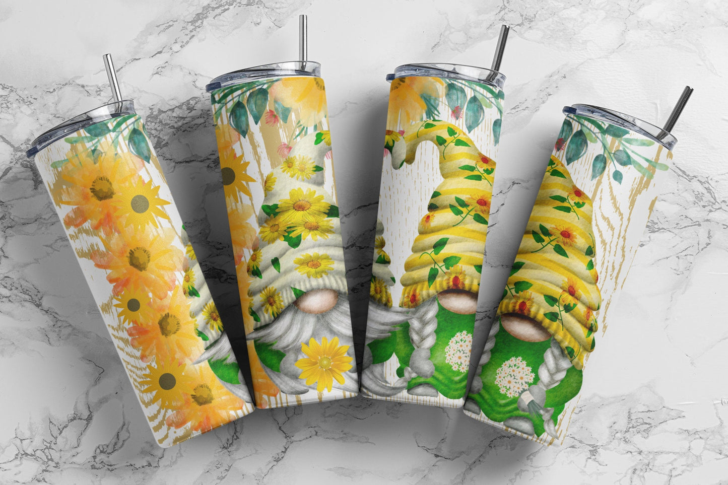 Tumbler | Yellow daisy gnomes  | my happy place |HOT mom summer | Sarcasm | beach| ocean | Gift | BFF | Profanity| funny|