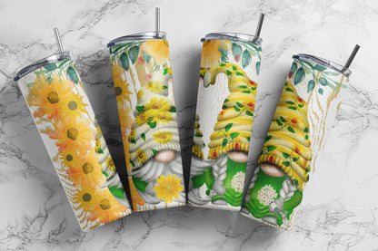 Tumbler | Yellow daisy gnomes  | my happy place |HOT mom summer | Sarcasm | beach| ocean | Gift | BFF | Profanity| funny|