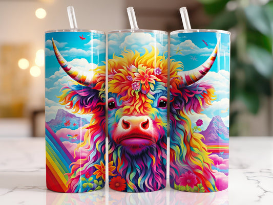 Tumbler | Highland Cow  | highland cows 30 | farm animals | cuteness | artful | rainbow cow