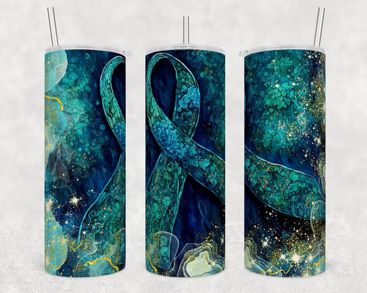 Tumbler | Teal Ribbon | Drinkware | Friend | Gift | Support| OSFA