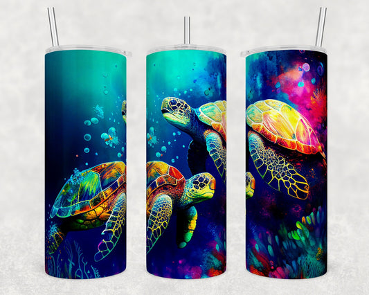 Tumbler | Sea Turtle Alcohol ink| Hot Mess| Sarcasm | MOM | Gift | BFF | funny| Beautiful colors