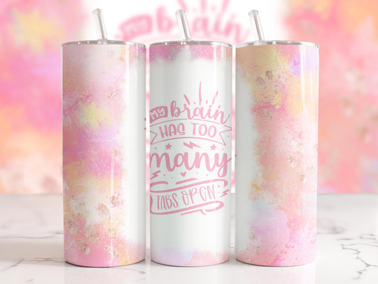 Tumbler | My brain has too many tabs open | Gift | Cows| America| OSFA |Great Gift- Ladies-Cows| Men