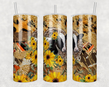 Tumbler | Floral cow2 | Farm Cows | animal print  | Gift | flowers| OSFA |Great Gift- Ladies-Cows| Men|heifers
