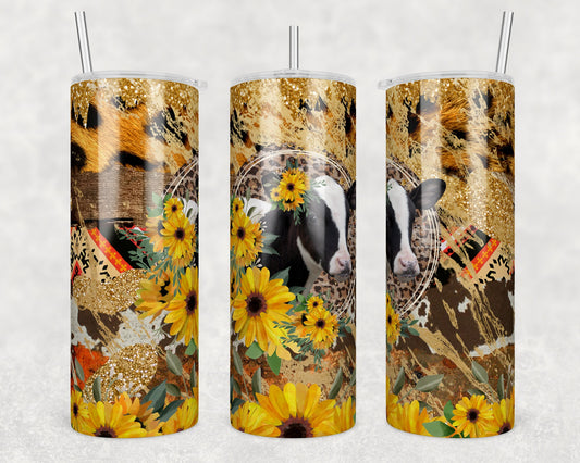 Tumbler | Floral cow2 | Farm Cows | animal print  | Gift | flowers| OSFA |Great Gift- Ladies-Cows| Men|heifers