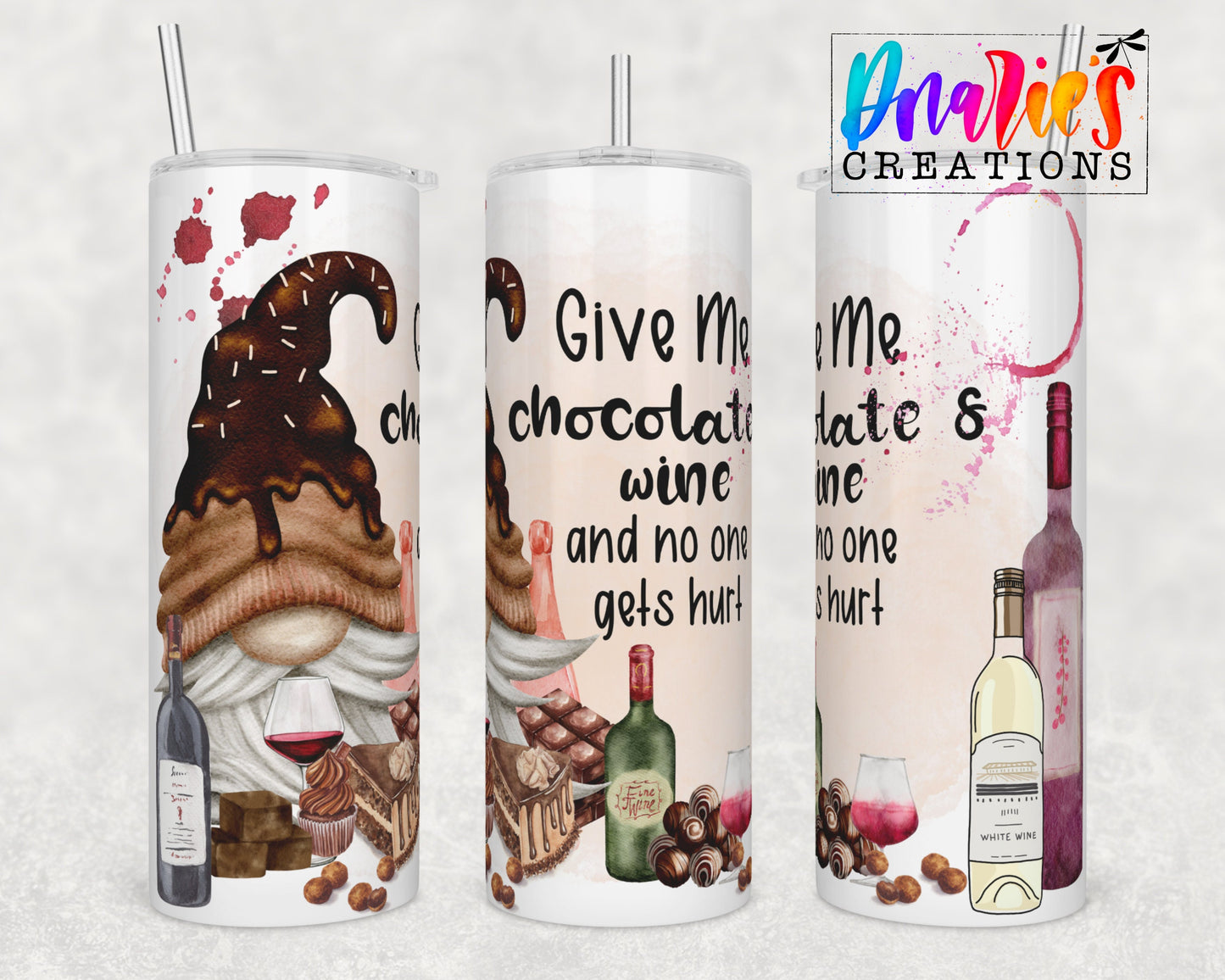 Tumbler |Give me Chocolate and wine and no one gets hurt| Gift | BFF| funny| ladies trip |chocwinemockETSY