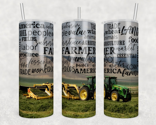 Tumbler | Green combine |support your local farmer | Gift | America| USA |Great Gift- Ladies-Cows| Men