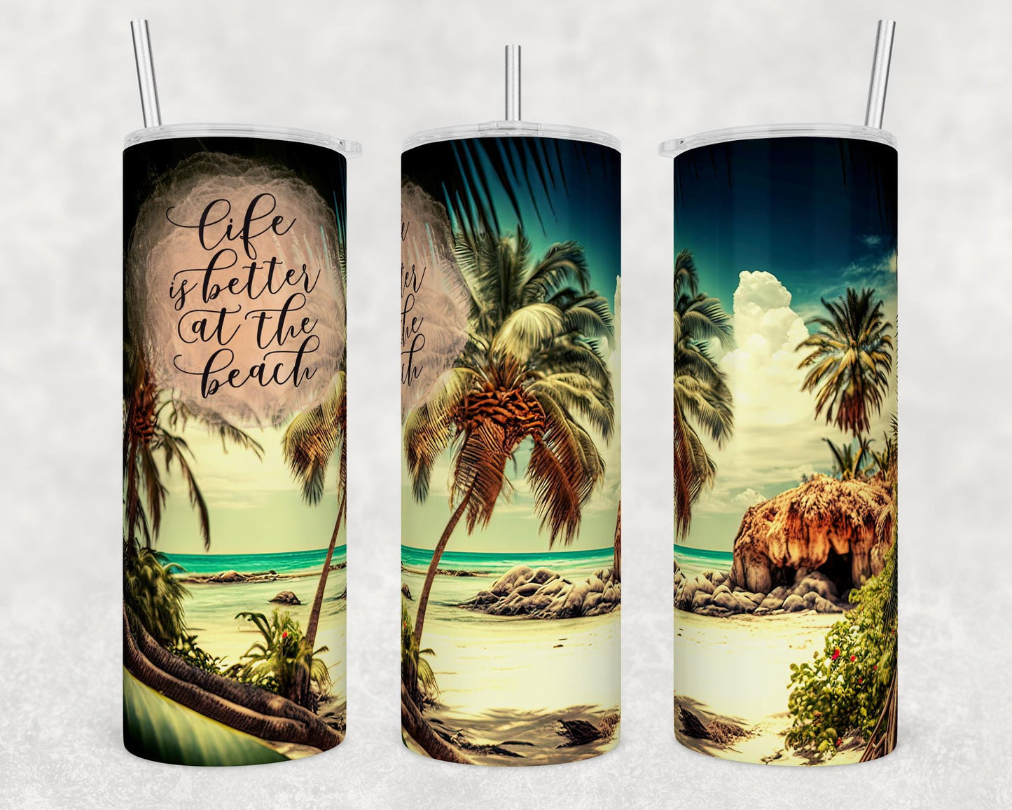Tumbler |Life is better at the beach dark | my happy place |HOT mom summer | Sarcasm | beach| ocean | Gift | BFF | Girls trip  | cruise