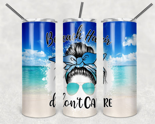 Tumbler | Beach hair Don't care |Beach | my happy place |HOT mom summer | Sarcasm | beach| ocean | Gift | BFF | funny|