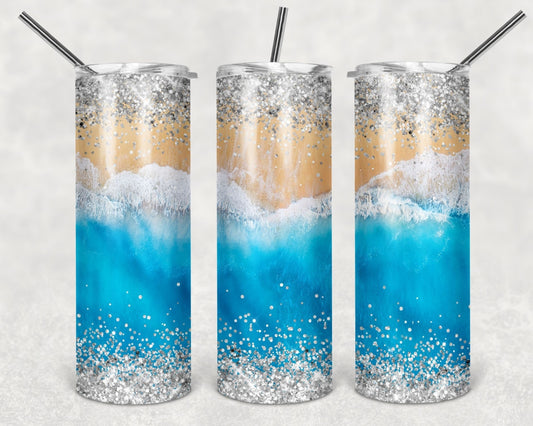 Tumbler | Waves (can be personalized) | my happy place |HOT mom summer | Sarcasm | beach| ocean | Gift | BFF | funny|