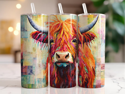 Tumbler | Highland Cow  | highland cows 42 | farm animals | cuteness | artful | flowers